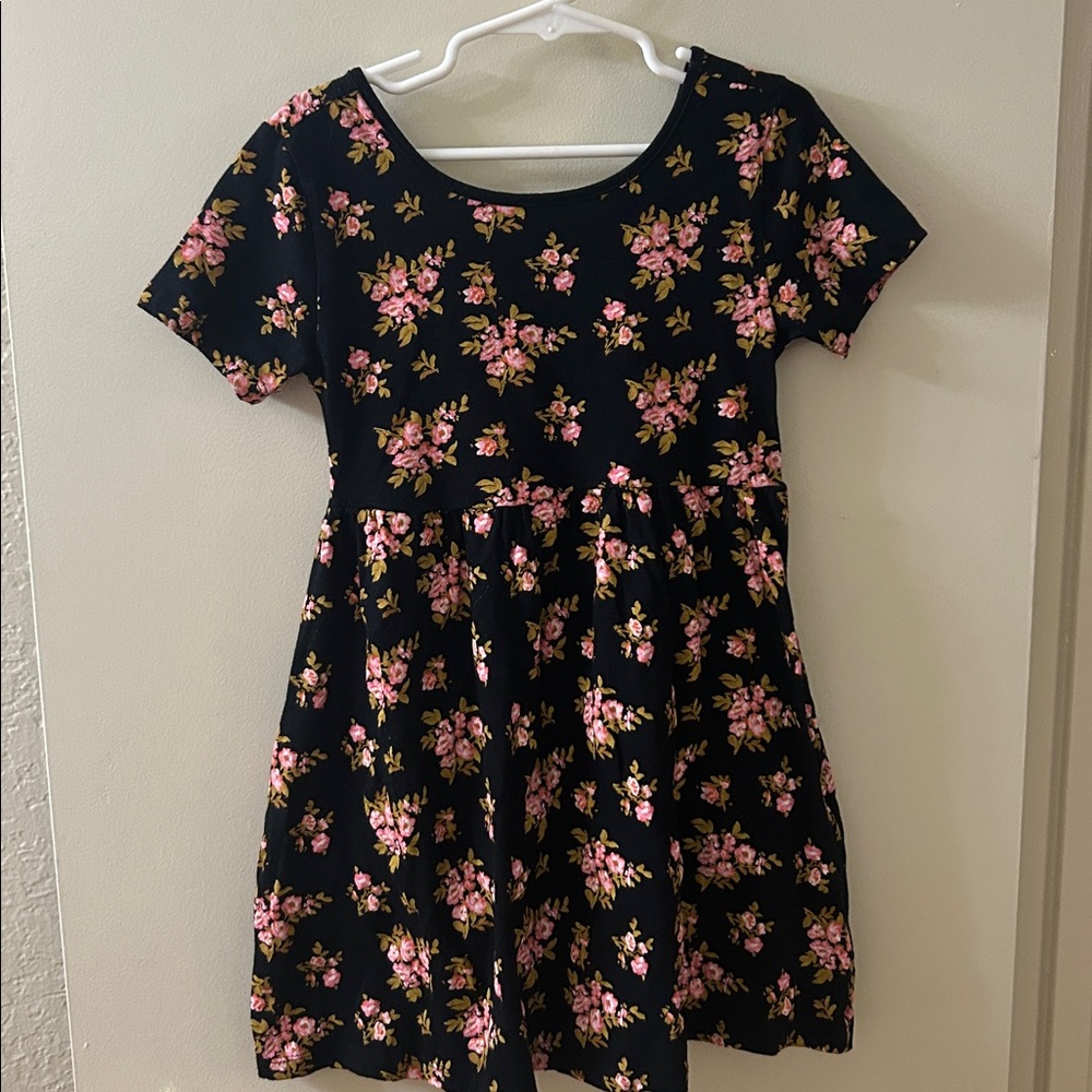 Old Navy Black Dress with Pink Floral Accents